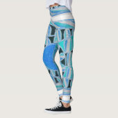 SUN SOLAR ENERGY Abstracte Geometric Blauwgroen Sk Leggings (Links)