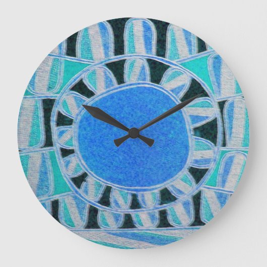 SUN SOLAR ENERGY Blauwgroen Blue White Black Grote Klok (Voorkant)