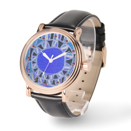 SUN SOLAR ENERGY/ Bright Blue, White, Black Horloge (Hoek)