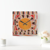 SUN SOLAR ENERGY geel sinaasappel rood zwart Vierkante Klok (Huis)