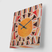 SUN SOLAR ENERGY geel sinaasappel rood zwart Vierkante Klok (Hoek)