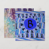 SUN SOLAR ENERGY MONOGRAM Aqua Blue Black Abstract Kaart (Voorkant / Achterkant)