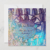 SUN SOLAR ENERGY MONOGRAM Aqua Blue Black Abstract Kaart (Achterkant)