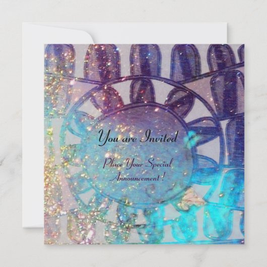 SUN SOLAR ENERGY MONOGRAM Aqua Blue Black Abstract Kaart (Achterkant)