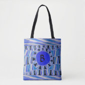 SUN SOLAR ENERGY MONOGRAM Aqua Blue Black Tote Bag (Voorkant)