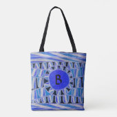SUN SOLAR ENERGY MONOGRAM Aqua Blue Black Tote Bag (Achterkant)