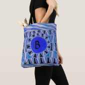 SUN SOLAR ENERGY MONOGRAM Aqua Blue Black Tote Bag (Dichtbij)