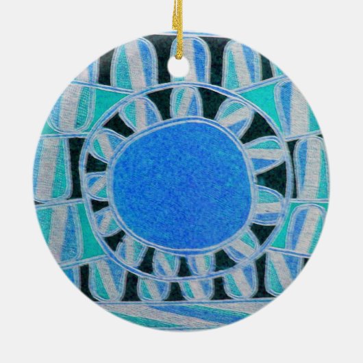 SUN SOLAR ENERGY MONOGRAM Blauwgroen Aqua Blue Bla Keramisch Ornament (Achterkant)