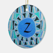 SUN SOLAR ENERGY MONOGRAM Blauwgroen blauw zwart w Keramisch Ornament (Links)