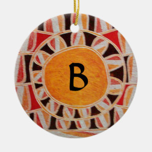 SUN SOLAR ENERGY MONOGRAM geel oranje rood zwart Keramisch Ornament