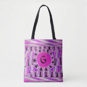 SUN SOLAR ENERGY MONOGRAM Pink Fuchsia Black Tote Bag (Voorkant)