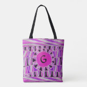 SUN SOLAR ENERGY MONOGRAM Pink Fuchsia Black Tote Bag (Achterkant)