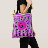 SUN SOLAR ENERGY MONOGRAM Pink Fuchsia Black Tote Bag (Dichtbij)