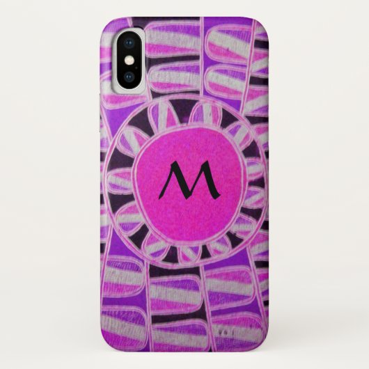 SUN SOLAR ENERGY MONOGRAM Pink Paars Black Case-Mate iPhone Case (Achterkant)