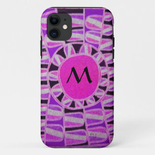 SUN SOLAR ENERGY MONOGRAM Pink Paars Black Case-Mate iPhone Case