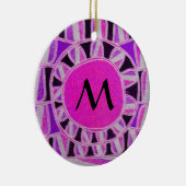SUN SOLAR ENERGY MONOGRAM Pink Paars Blue Black Keramisch Ornament (Rechts)