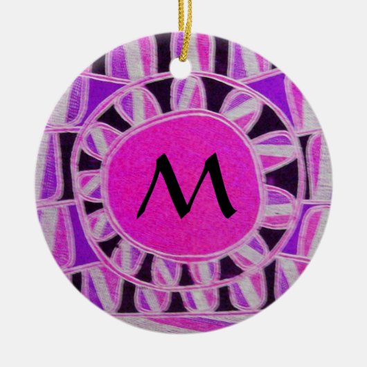 SUN SOLAR ENERGY MONOGRAM Pink Paars Blue Black Keramisch Ornament (Voorkant)