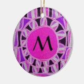 SUN SOLAR ENERGY MONOGRAM Pink Paars Blue Black Keramisch Ornament (Links)
