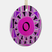 SUN SOLAR ENERGY MONOGRAM Pink Paars White Black Keramisch Ornament (Rechts)
