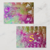 SUN SOLAR ENERGY MONOGRAM roze fuchsie zwart Visitekaartje (Voorkant / Achterkant)