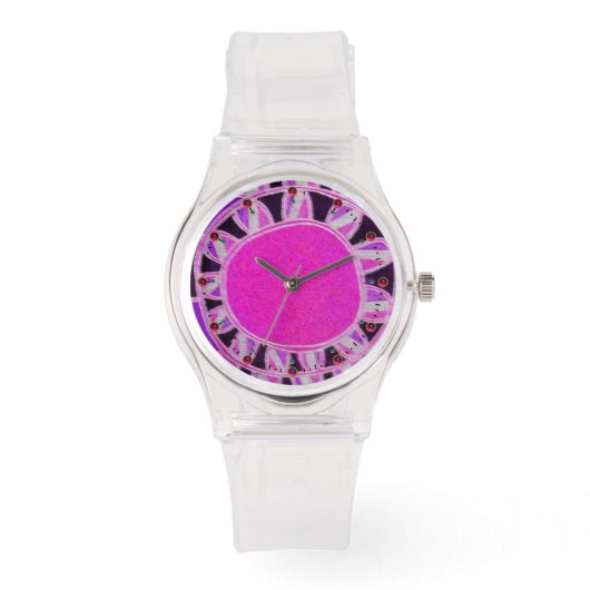 SUN SOLAR ENERGY/Pink Fuchsia, White, Black Horloge (Voorkant)
