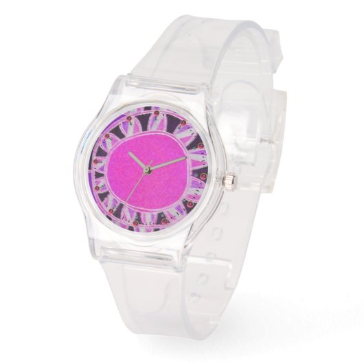 SUN SOLAR ENERGY/Pink Fuchsia, White, Black Horloge (Hoek)