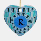 SUN SOLAR ENERGY VALENTIJNSDAG HEART MONOGRAM KERAMISCH ORNAMENT (Achterkant)