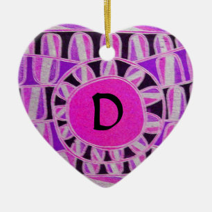 SUN SOLAR ENERGY VALENTIJNSDAG HEART MONOGRAM KERAMISCH ORNAMENT