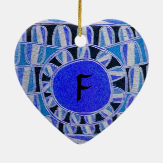 SUN SOLAR ENERGY VALENTIJNSDAG HEART MONOGRAM KERAMISCH ORNAMENT (Achterkant)