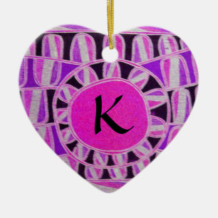 SUN SOLAR ENERGY VALENTIJNSDAG HEART MONOGRAM KERAMISCH ORNAMENT