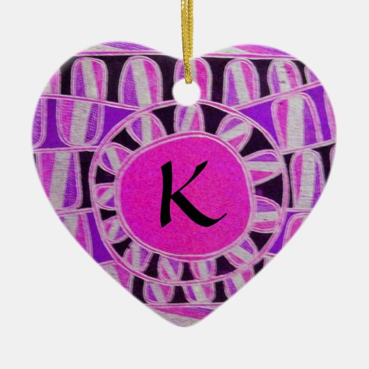 SUN SOLAR ENERGY VALENTIJNSDAG HEART MONOGRAM KERAMISCH ORNAMENT (Voorkant)