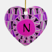 SUN SOLAR ENERGY VALENTIJNSDAG HEART MONOGRAM KERAMISCH ORNAMENT (Achterkant)