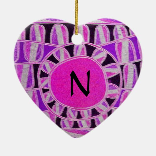 SUN SOLAR ENERGY VALENTIJNSDAG HEART MONOGRAM KERAMISCH ORNAMENT (Achterkant)