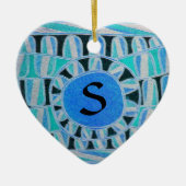 SUN SOLAR ENERGY VALENTIJNSDAG HEART MONOGRAM KERAMISCH ORNAMENT (Voorkant)