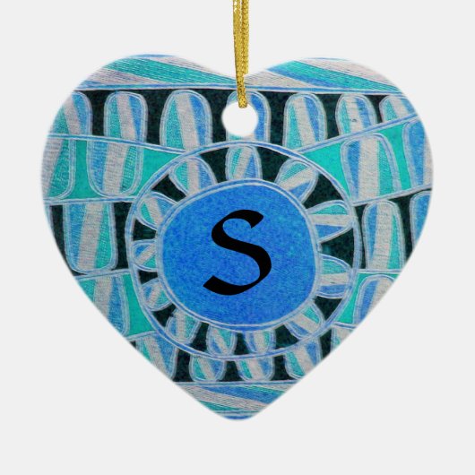 SUN SOLAR ENERGY VALENTIJNSDAG HEART MONOGRAM KERAMISCH ORNAMENT (Voorkant)
