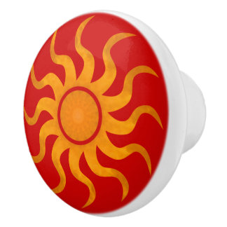 Sun Spicy Red Tile - Large Keramische Knop