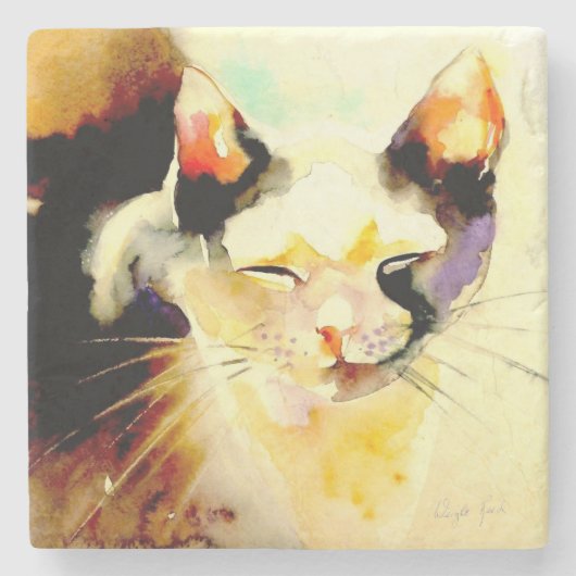 "Sun Spot" — Kat Print Stenen Onderzetter (Voorkant)