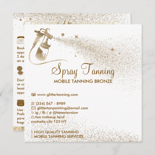 Sun Spray Tan Nazorg Instructies Body Tips Kaart (Voorkant / Achterkant)