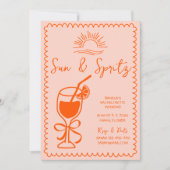 Sun & Spritz Hand getrokken vrijgezellenweekend Kaart (Voorkant)