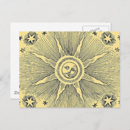 Sun Stars Antiek Nachtlucht Middeleeuwse Zodiac Briefkaart (Voorkant / Achterkant)
