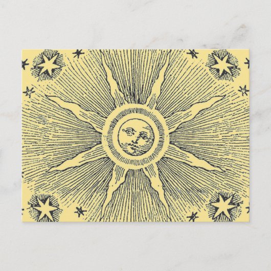 Sun Stars Antiek Nachtlucht Middeleeuwse Zodiac Briefkaart (Voorkant)