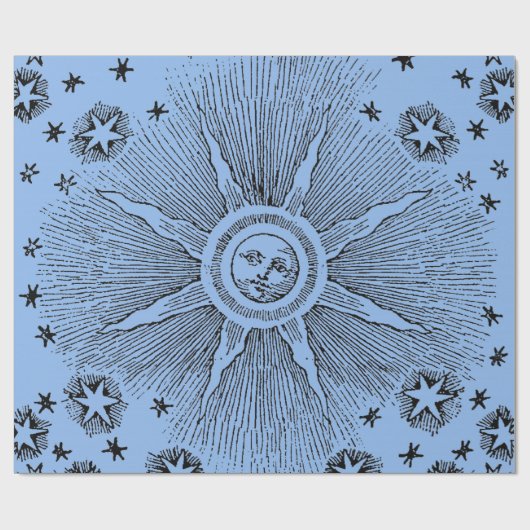 Sun Stars Antiek Nachtlucht Middeleeuwse Zodiac Cadeaupapier (Vlak)