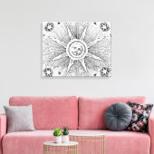 Sun Stars Antiek Nachtlucht Middeleeuwse Zodiac Canvas Afdruk (Insitu (Woonkamer))