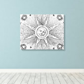 Sun Stars Antiek Nachtlucht Middeleeuwse Zodiac Canvas Afdruk (Insitu (Houten vloer))