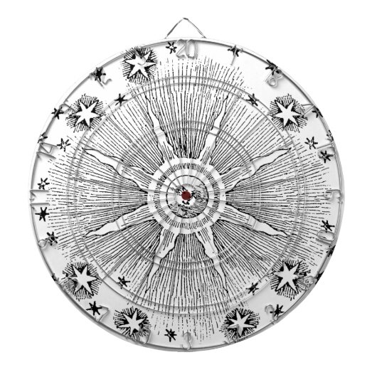 Sun Stars Antiek Nachtlucht Middeleeuwse Zodiac Dartbord (Voorkant)