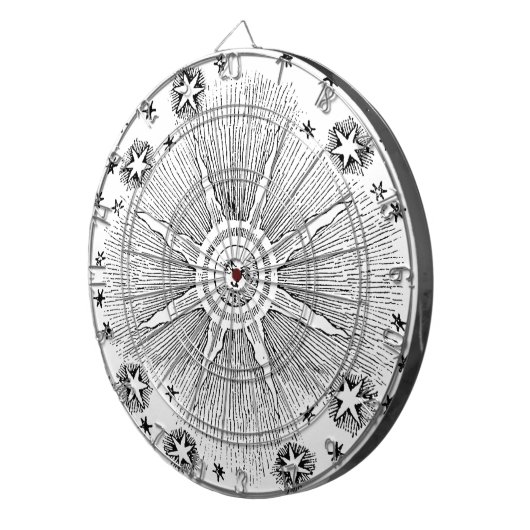 Sun Stars Antiek Nachtlucht Middeleeuwse Zodiac Dartbord (Voorkant Rechts)