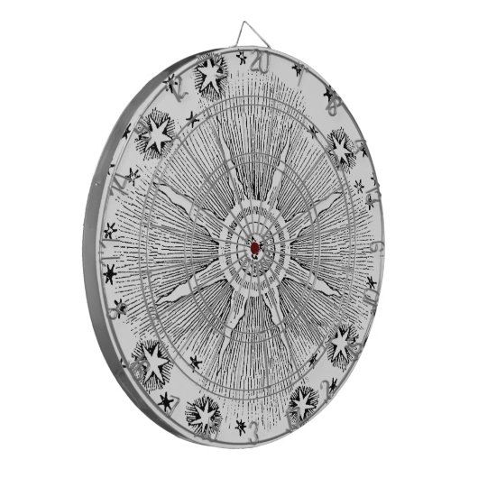 Sun Stars Antiek Nachtlucht Middeleeuwse Zodiac Dartbord (Voorkant Links)