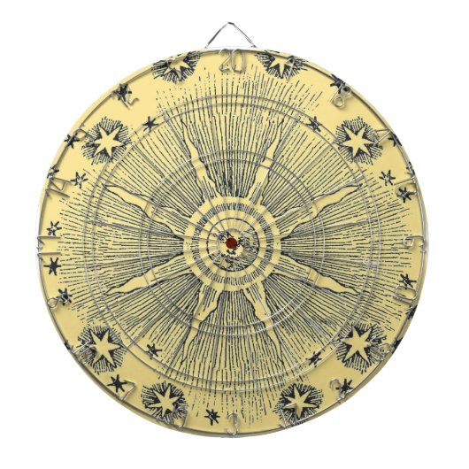 Sun Stars Antiek Nachtlucht Middeleeuwse Zodiac Dartbord (Voorkant)