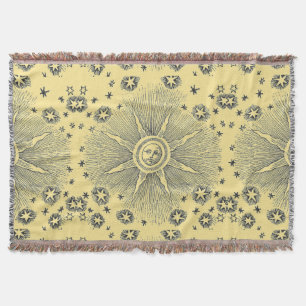 Sun Stars Antiek Nachtlucht Middeleeuwse Zodiac Deken