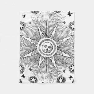 Sun Stars Antiek Nachtlucht Middeleeuwse Zodiac Fleece Deken
